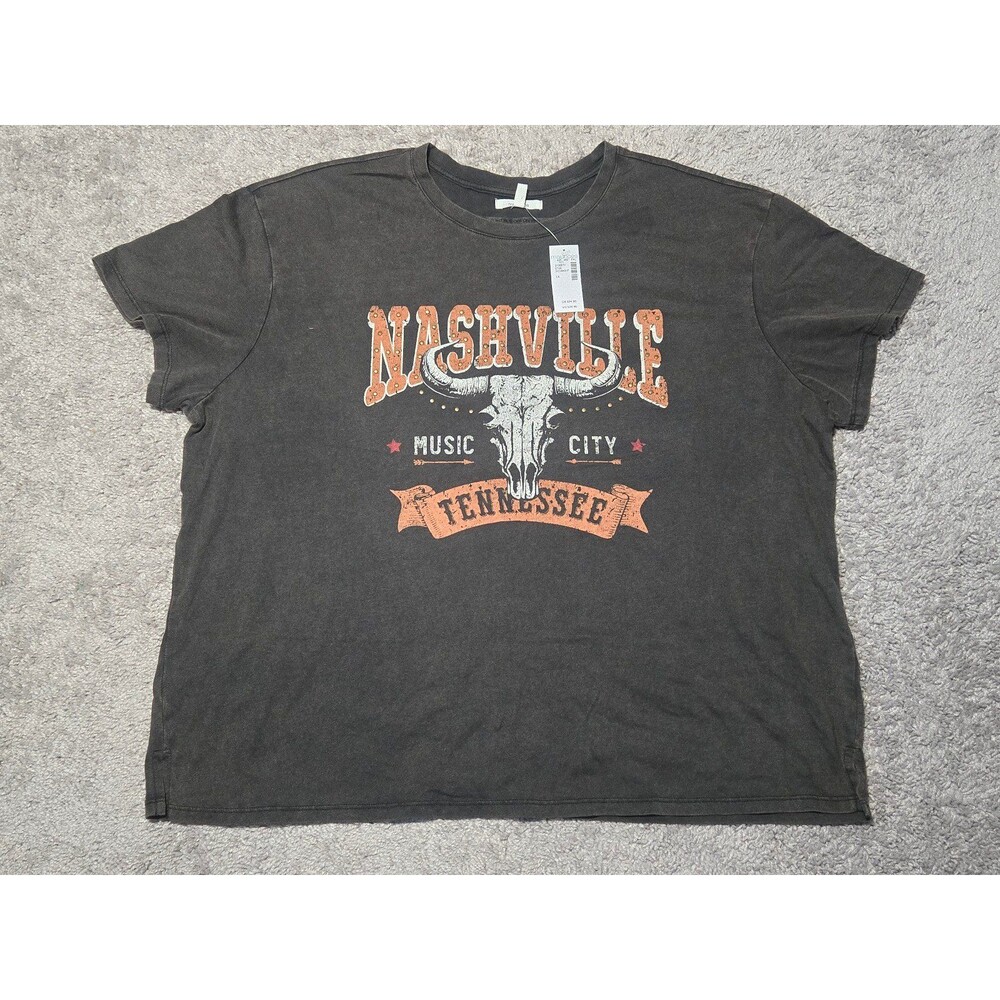 Nwt Maurices Nashville Western Studded Graphic Tshirt Brown Cream Plus Size 1x